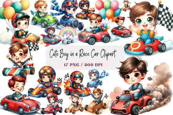 Download Cute Boy in a Race Car Clipart - Car clipart Collection