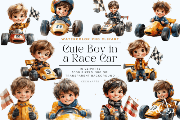 Download Cute Boy in a Race Car Clipart - Car clipart Collection