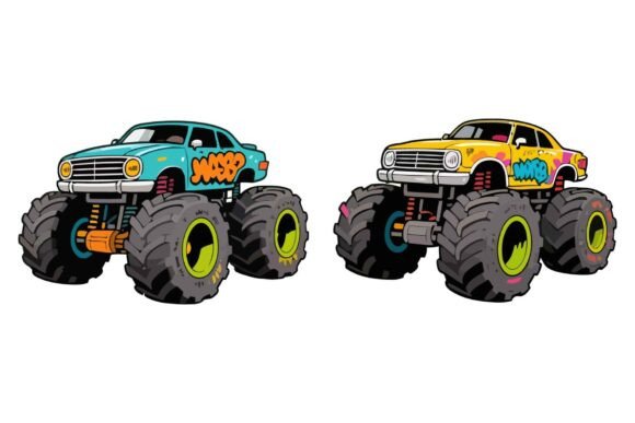 Download Monster Car Vectors EPS Bundle - Car vector Collection